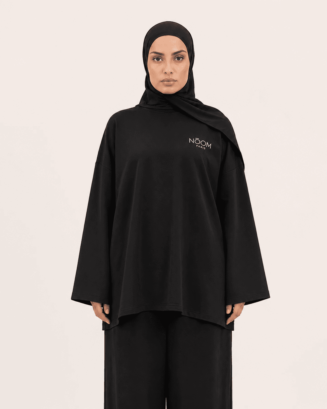 T-shirt oversize manches longues, coloris Noir